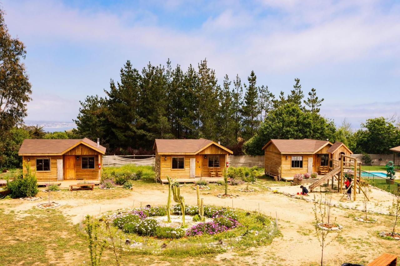 Cabaña en Tunquén, bosque, piscina y vista al mar Esterno foto
