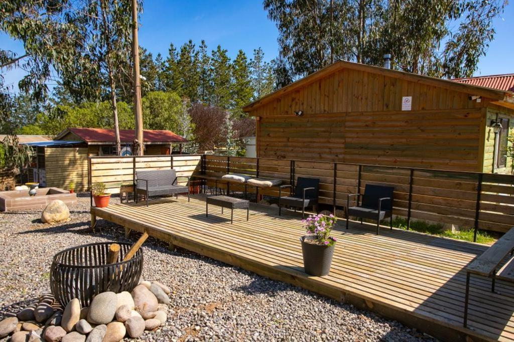 Cabaña en Tunquén, bosque, piscina y vista al mar Esterno foto
