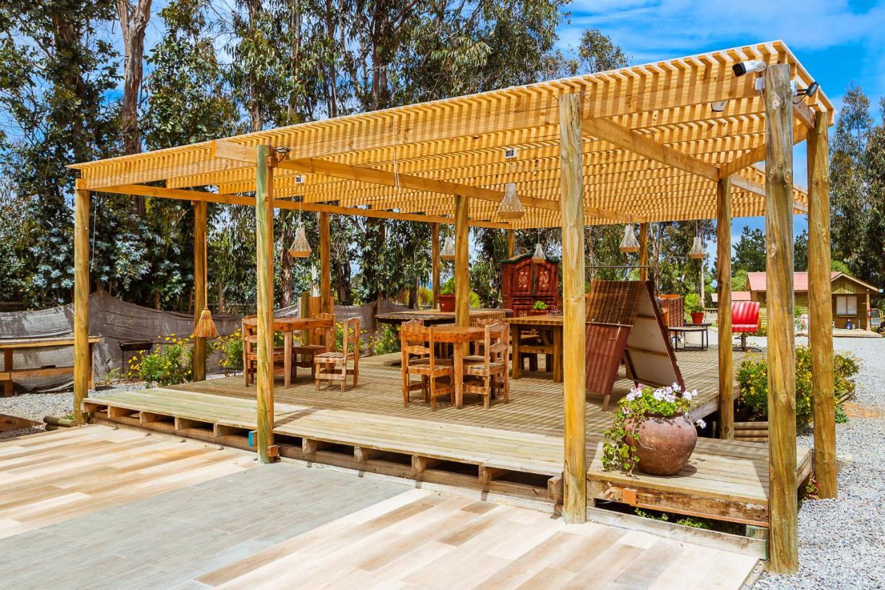 Cabaña en Tunquén, bosque, piscina y vista al mar Esterno foto